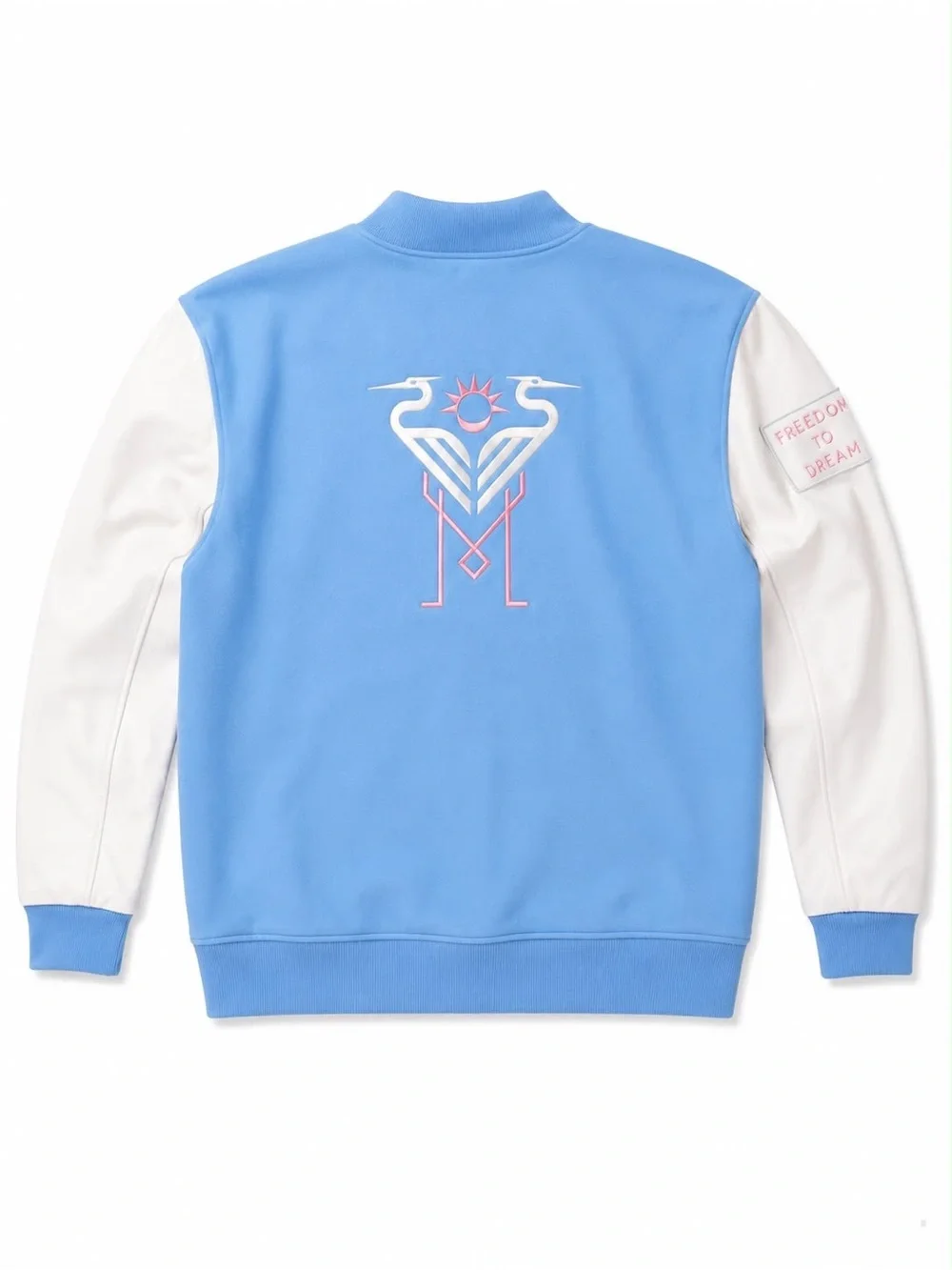 adidas Light Blue and White Varsity-Style Kids Jacket